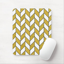 Moderner Gold Glitzer Herringbone Zickzack Mousepad