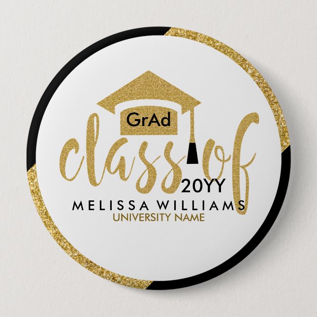 Moderner Gold Glitzer Moderne Textklasse 2016 Button (Vorderseite)