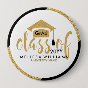 Moderner Gold Glitzer Moderne Textklasse 2016 Button