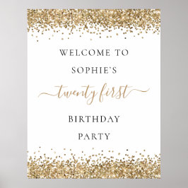 Moderner Gold Glitzer Willkommen 21. Geburtstag Pa Poster