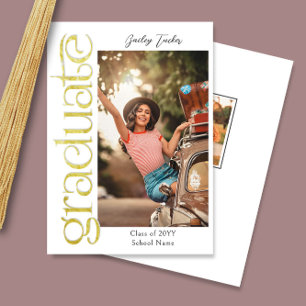 Moderner Gold Graduate 2-Foto Collage Abschluss Ankündigung