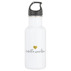 Moderner Gold Herz Schrift Name Edelstahlflasche