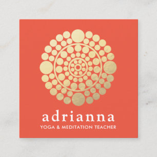 Moderner Gold Orange Circle Mandala Quadratische Visitenkarte