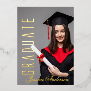 Moderner Gold-Schriftart   Foto Graduation Party Folien Feiertagskarte