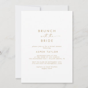 Moderner Gold Script Brunch mit Brautdusche Einladung