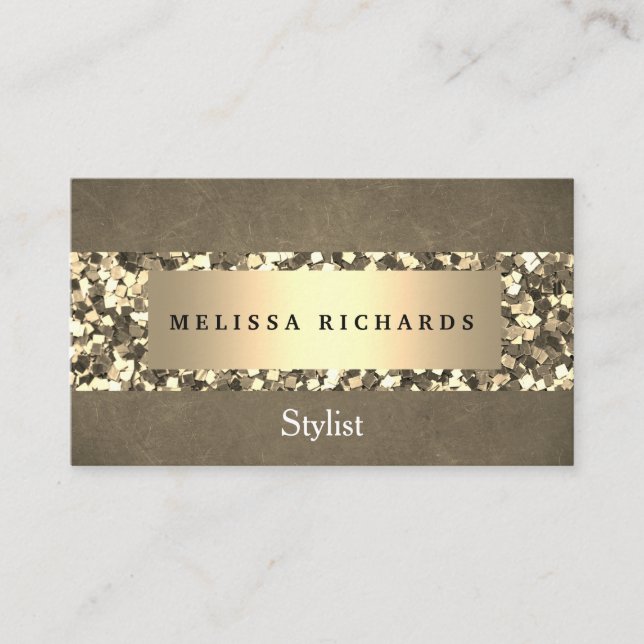 Moderner Gold & Sequin Makeup Artist Stilvoll Visitenkarte (Vorderseite)