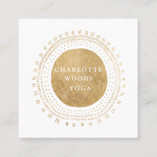 Moderner Gold-Sonne-Yoga-Inder Minimalistisch Eleg Quadratische Visitenkarte