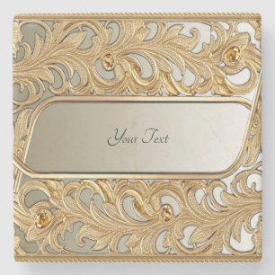 Moderner Gold Verziert Stone Untersetzer