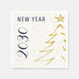 Moderner Goldbaum New Years Party 2018 Serviette