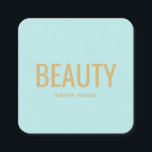 Moderner Goldbeauty-Salon trendy aquamarines blaue Quadratische Visitenkarte<br><div class="desc">Moderner Goldbeauty-Salon trendy aquamarines blaues Make-up</div>