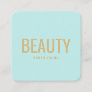 Moderner Goldbeauty-Salon trendy aquamarines blaue Quadratische Visitenkarte