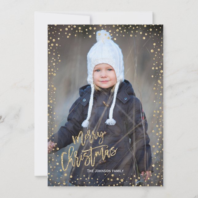 Moderner Golddot mit goldener Schrift Weihnachten (Vorderseite)