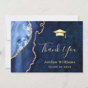 Moderner Golden Blue Marmor Agate Abschluss Dankeskarte
