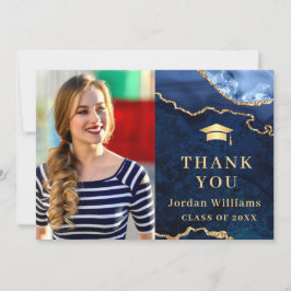 Moderner Golden Blue Marmor Agate Abschluss Dankeskarte