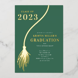 Moderner Golden Tassel Abschluss Folieneinladung