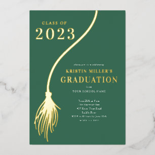 Moderner Golden Tassel Abschluss Folieneinladung