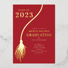 Moderner Golden Tassel Abschluss Folieneinladung