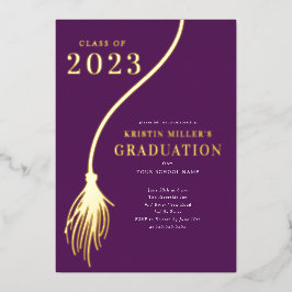 Moderner Golden Tassel Abschluss Folieneinladung
