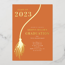 Moderner Golden Tassel Abschluss Folieneinladung
