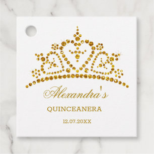 Moderner Goldene Glitzer-Effekt Tiara Quinceanera Geschenkanhänger