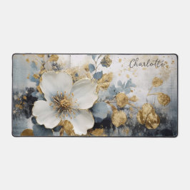 Moderner Goldener Abstrakter floraler Personalisie Schreibtischunterlage