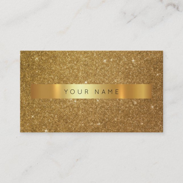 Moderner Goldener Glitzer Streifen Vip Glam Visitenkarte (Vorderseite)
