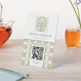 Moderner Goldener QR-Code-Pedestsockel Sockelschild