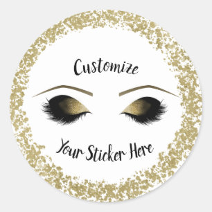 Moderner Goldring-Splatter-Glamour-Make-up-Wimpern Runder Aufkleber