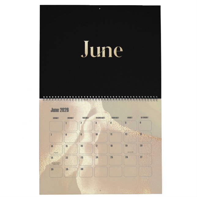 Moderner Goldschimmer-Chic Kalender (Jun 2026)
