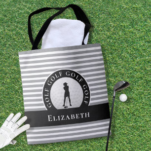 Moderner Golfer-Monogramm Schwarz Grau Sport Tasche