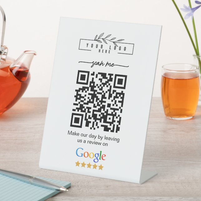Moderner Google-Rezensionen Business-Link-QR-Code  Sockelschild (In Situ)