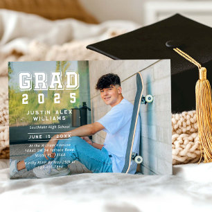 Moderner Grad Foto Abschluss Einladung