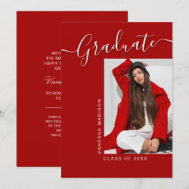 Moderner Grad | Rotes 1 Foto Elegantes Skript Ankündigung