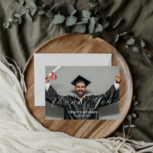 Moderner Graduate Foto Abschluss Danke Karte