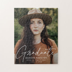 Moderner Graduate White Script Foto Abschluss