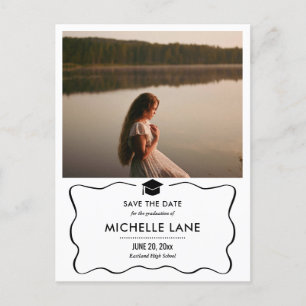 Moderner Graduierter Hut Save the Date Foto Postkarte