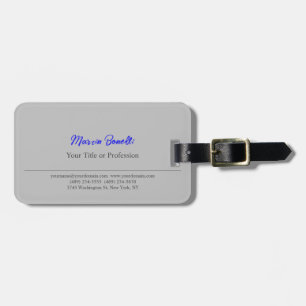 Moderner, grau-blauer Schlichter Name Gepäckanhänger