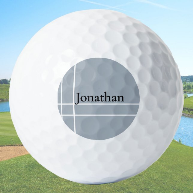 Moderner, grau-minimalistischer individuelle Name Golfball (Von Creator hochgeladen)