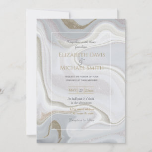 Moderner grauer Glitzer aus Marmor Einladung