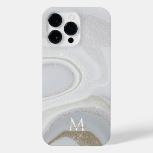 Moderner grauer Glitzer aus Marmor iPhone 14 Pro Max Hülle