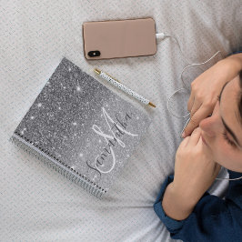 Moderner grauer Glitzer Glitzern Personalisiert Na Notizblock