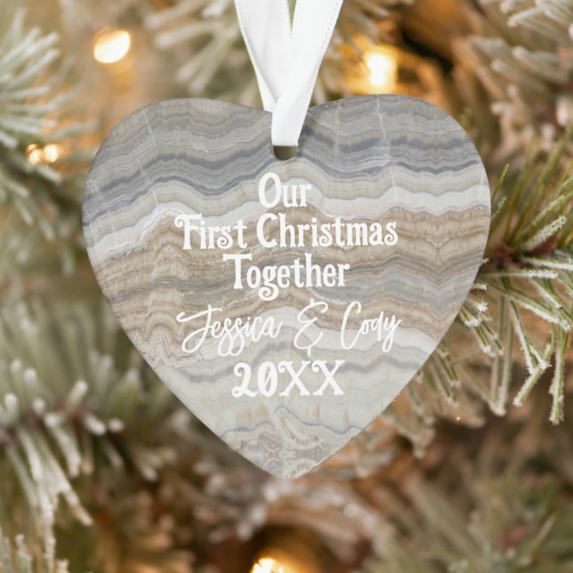 Moderner grauer Marmor - unser erstes Weihnachtsfe Ornament (Baum)