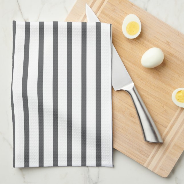 Moderner grauer Streifen Geschirrtuch (Viertel Falte)