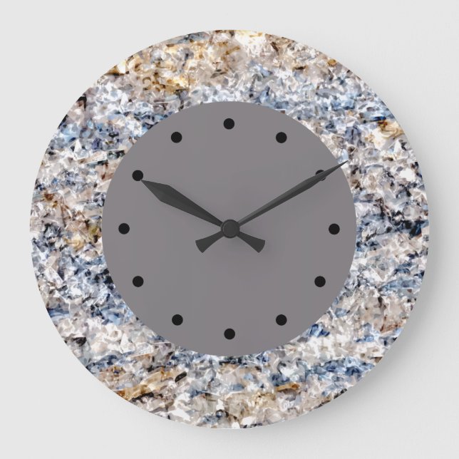 Moderner grauer und blauer Steinmarmor Große Wanduhr (Vorderseite)