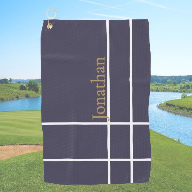 Moderner grauer und goldener minimalistischer indi golfhandtuch (Von Creator hochgeladen)