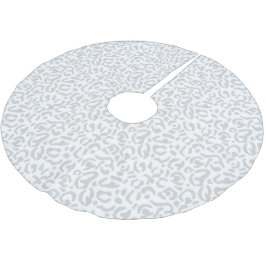 Moderner Grauer und weißer Schneeleopard Weihnacht Polyester Weihnachtsbaumdecke