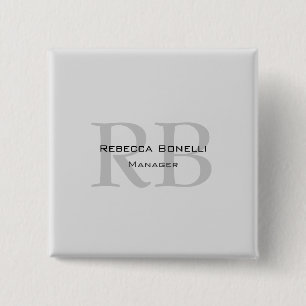 Moderner Gray Monogram Manager Add Name Initials h Button