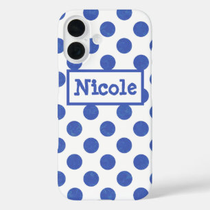 Moderner großer Blue-Polka-Dot iPhone 16 Hülle