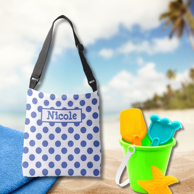 Moderner großer Blue Polka Dot Tragetaschen Mit Langen Trägern (Von Creator hochgeladen)