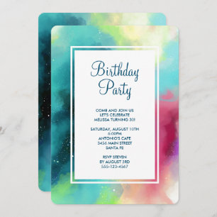 Moderner Grün- und Rothalsnebel Einladung